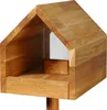 A wooden birdhouse with a pitched roof and a clear panel. Produktbild-Vorschau