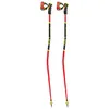 A pair of red, black, and yellow Leki ski poles against a white background. Produktbild-Vorschau