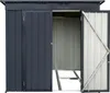 A dark grey metal garden shed with its doors open, revealing the interior. Anteprima dell’immagine prodotto