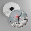 Wanduhr - Rund - Glasuhr - Flamingo Schwan Fantasie - Produktbild-Vorschau 2