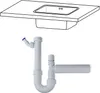 A diagram of a sink and a plumbing trap. Produktbild-Vorschau