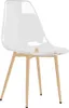 A single transparent chair with wooden legs is shown against a white background. Náhled obrázku produktu
