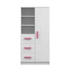A white wardrobe with pink handles and shelves. Produktbild-Vorschau