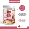 A jar of dog treats with promotional text and graphics. Produktbild-Vorschau