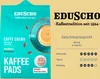 A product package for Eduscho coffee pads with a close-up of a coffee cup and descriptive text. Anteprima dell’immagine prodotto