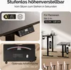 Collage of images showing a height-adjustable desk, its control panel, and its workspace. Anteprima dell’immagine prodotto