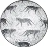A round plate with a leopard print pattern and multiple leopards depicted on it. Podgląd zdjęcia produktu