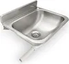 A stainless steel handwashing sink mounted on a wall with a drain pipe attached. Náhled obrázku produktu