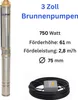 CHM GmbH® Tiefbrunnenpumpe 3 Zoll 550 Watt 2780 l/h 6,1 Bar Produktbild-Vorschau 2