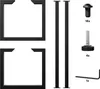 A collection of black metal table legs and hardware components laid out on a white background. Produktbild-Vorschau