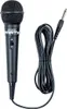 A black microphone with a coiled cable and a jack plug, isolated on a white background. Produktbild-Vorschau