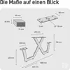 A diagram showing the dimensions of metal table legs and a mounting plate. Anteprima dell’immagine prodotto