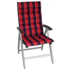 A folding garden chair with a red and blue plaid cushion, shown against a white background. Produktbild-Vorschau