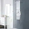 A modern bathroom with a white vanity and a sleek white shower panel with water running. Náhľad obrázku produktu