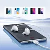 A smartphone with earbuds plugged in, with a row of different smartphones displayed in the background. Produktbild-Vorschau