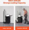 A split image showing a welding cart with a gas cylinder. The left side shows the cart statically loaded, and the right side shows a person pushing the cart. Produktbild-Vorschau