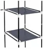 Close-up view of a gray fabric wardrobe with black metal poles and white connectors. Náhľad obrázku produktu