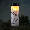 LED Grablicht/Grabkerze Taube - bis 2500 Stunden - H: 21cm, D: 7cm - Timer - weiß/schwarz Anteprima dell’immagine prodotto