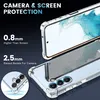 A clear phone case is shown with text highlighting its protective features. Produktbild-Vorschau