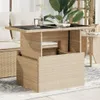 vidaXL Tavolo da giardino con piano in vetro Beige Anteprima dell’immagine prodotto 2