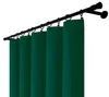 A set of dark green curtains hanging from a black curtain rod. Podgląd zdjęcia produktu