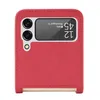 A red phone case with a transparent window showing the phone's screen. Produktbild-Vorschau