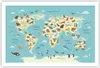 Poster - Poster ohne Rahmen - Tiere die Welt Karte - Produktbild-Vorschau 1