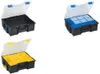 Three open storage cases in different colors. Produktbild-Vorschau