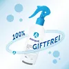 A product shot of a spray bottle with marketing text and graphics. Produktbild-Vorschau