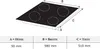 A diagram showing the dimensions of a cooktop, with a table below listing the measurements. Produktbild-Vorschau