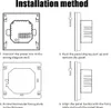 Diagrams illustrating the installation method for a thermostat. Produktbild-Vorschau