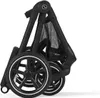 A folded black stroller is shown against a white background. Voir les images du produit