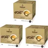 Three boxes of Dallmayr Crema d'Oro coffee capsules are arranged in a staggered formation against a white background. Produktbild-Vorschau