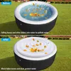 Two images showing an inflatable hot tub, one with leaves in the water and one covered. Podgląd zdjęcia produktu