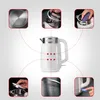 A white electric kettle is shown in the center, surrounded by six close-up images highlighting its features and components. Voir les images du produit