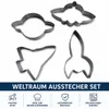 4er Set Weltraum Ausstecher – Rakete, UFO, Planet & Produktbild-Vorschau 1