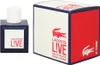 A bottle of Lacoste Live Pour Homme Eau de Toilette and its packaging are displayed side-by-side against a white background. Podgląd zdjęcia produktu