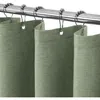 Duschvorhang Leinen 92 x 182 cm Grün mit Metallringen Produktbild-Vorschau 1