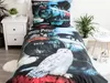 A Harry Potter themed duvet cover and pillowcase set displayed on a bed. Produktbild-Vorschau