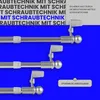 Three metal curtain rods with adjustable ends are shown against a blue background, with text overlays describing features. Anteprima dell’immagine prodotto