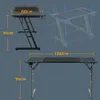Multiple views of a gaming desk with dimensions indicated. Produktbild-Vorschau