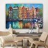 Leinwandbilder 120x80 cm - Amsterdam - Öl - Kanal - Malerei Produktbild-Vorschau 7