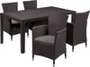 A brown outdoor dining set with a table and four chairs, including cushions. Produktbild-Vorschau