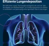 A graphic illustration of human lungs and respiratory system, overlaid with marketing text about efficient lung deposition. Náhled obrázku produktu