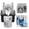 A collage of three images showing different peristaltic pumps, one in detail, one with a stainless steel casing, and two in an industrial setting. Anteprima dell’immagine prodotto