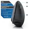 A black ergonomic vertical mouse with informational text and diagrams. Produktbild-Vorschau