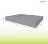 A gray mattress or cushion is shown with dimensions indicated by lines and text. Produktbild-Vorschau