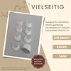 A collage of coffee capsules and text advertising their versatility and compatibility. Produktbild-Vorschau