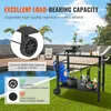 A grill cart is shown outdoors next to a swimming pool, with text highlighting its load-bearing capacity and wheel quality. Produktbild-Vorschau