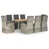 vidaXL 9 tlg. Garten Essgruppe mit Kissen Grau Poly Rattan Produktbild-Vorschau 3